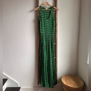 Micheal Kors Emerald, Navy, & White Pleated Maxi Dress Sz: XXS